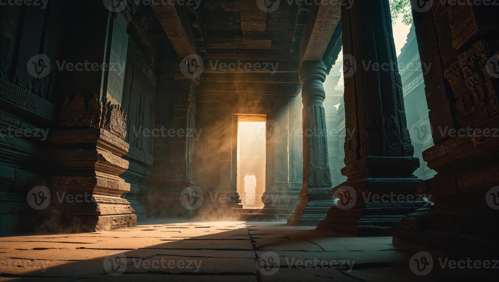 a illuminated within an ancient temple photo