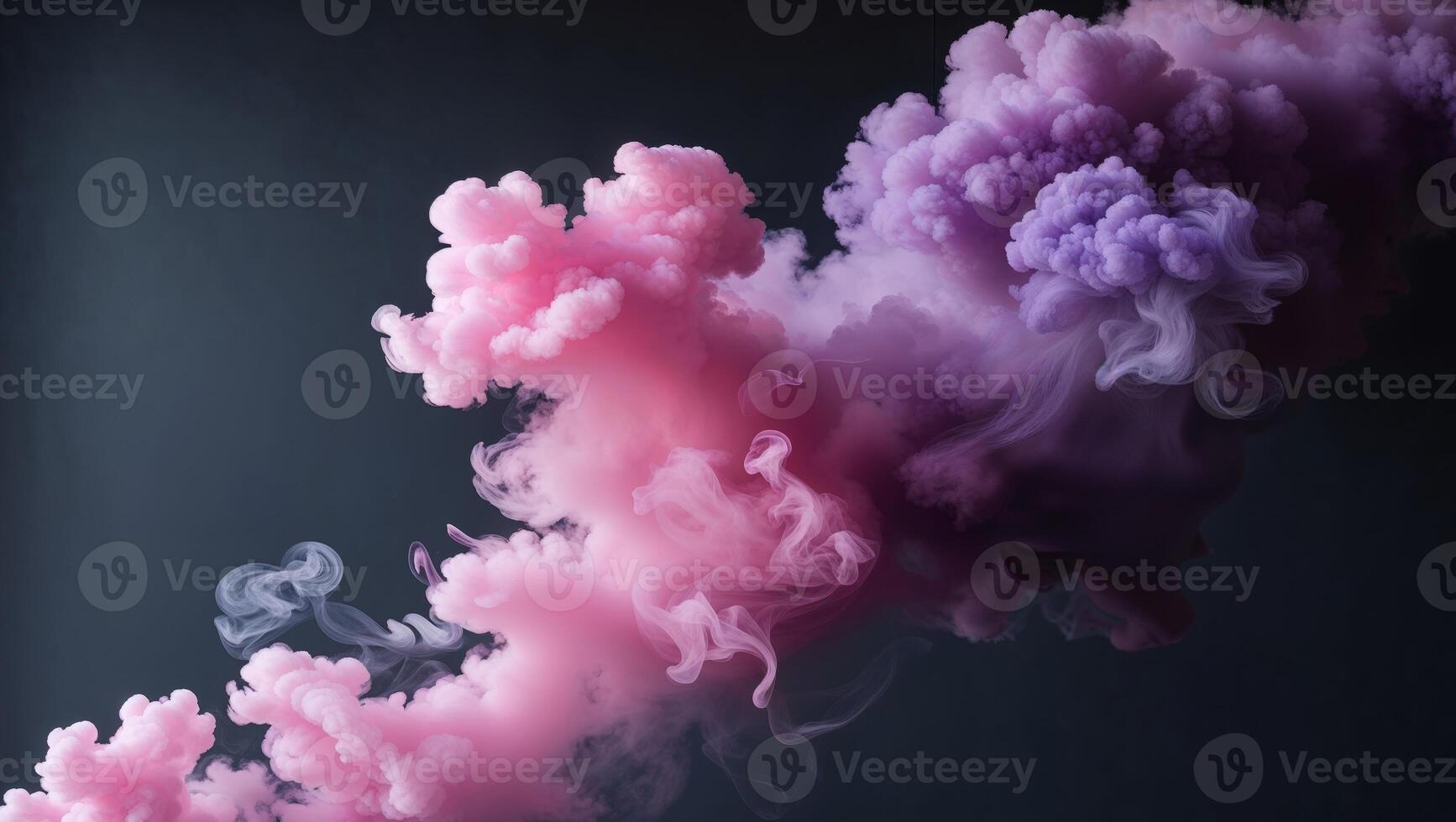 Abstract pink and purple smoke creating a dynamic frame on a dark background photo