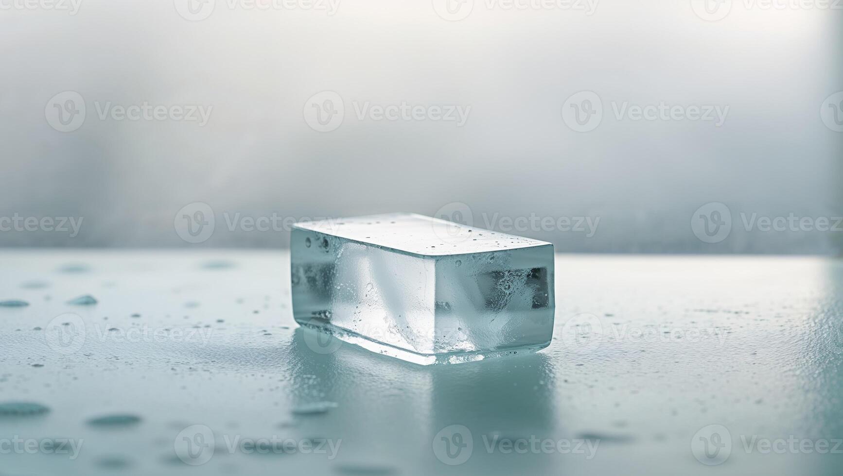 A small cube of ice sitting on a table photo