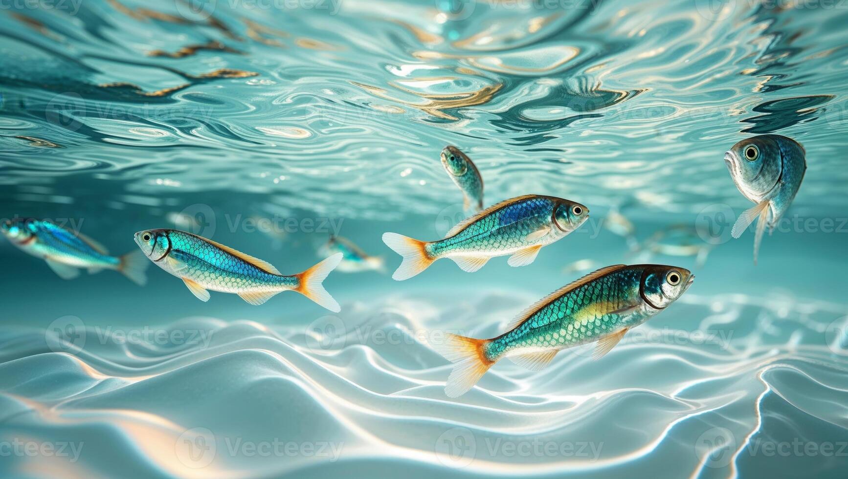 Fish swimming in the water with waves and ripples photo