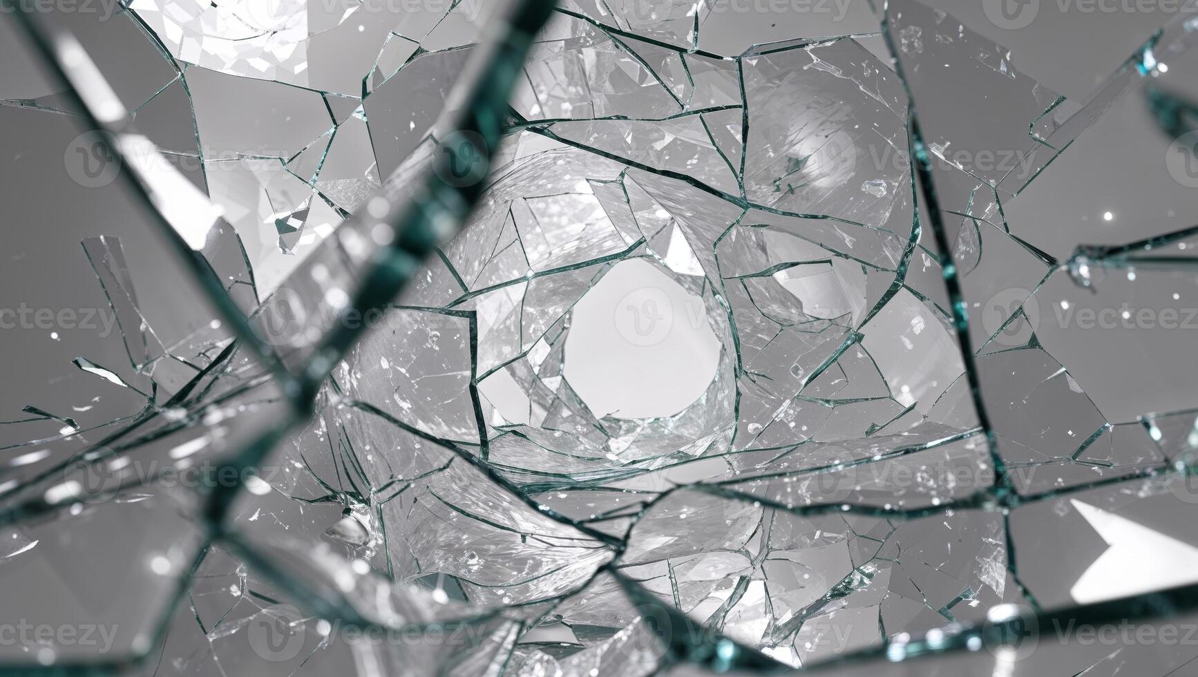 Broken glass with a hole in it photo