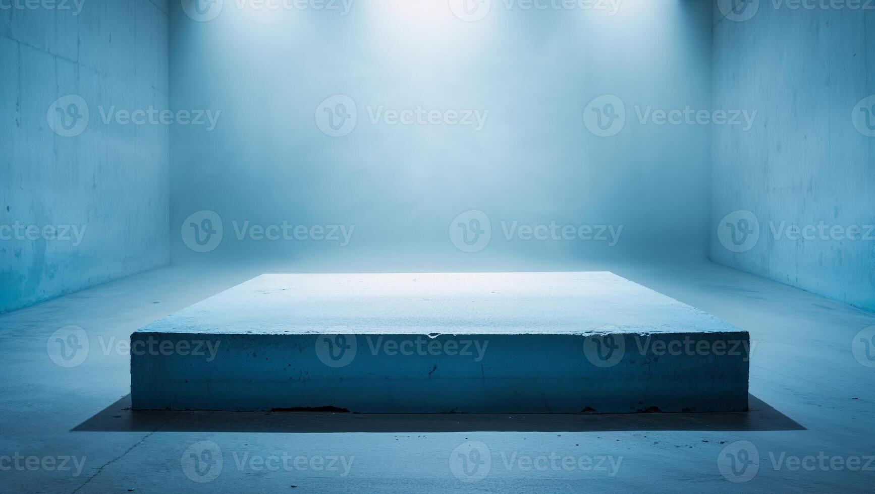 An empty room with a blue light shining on it photo