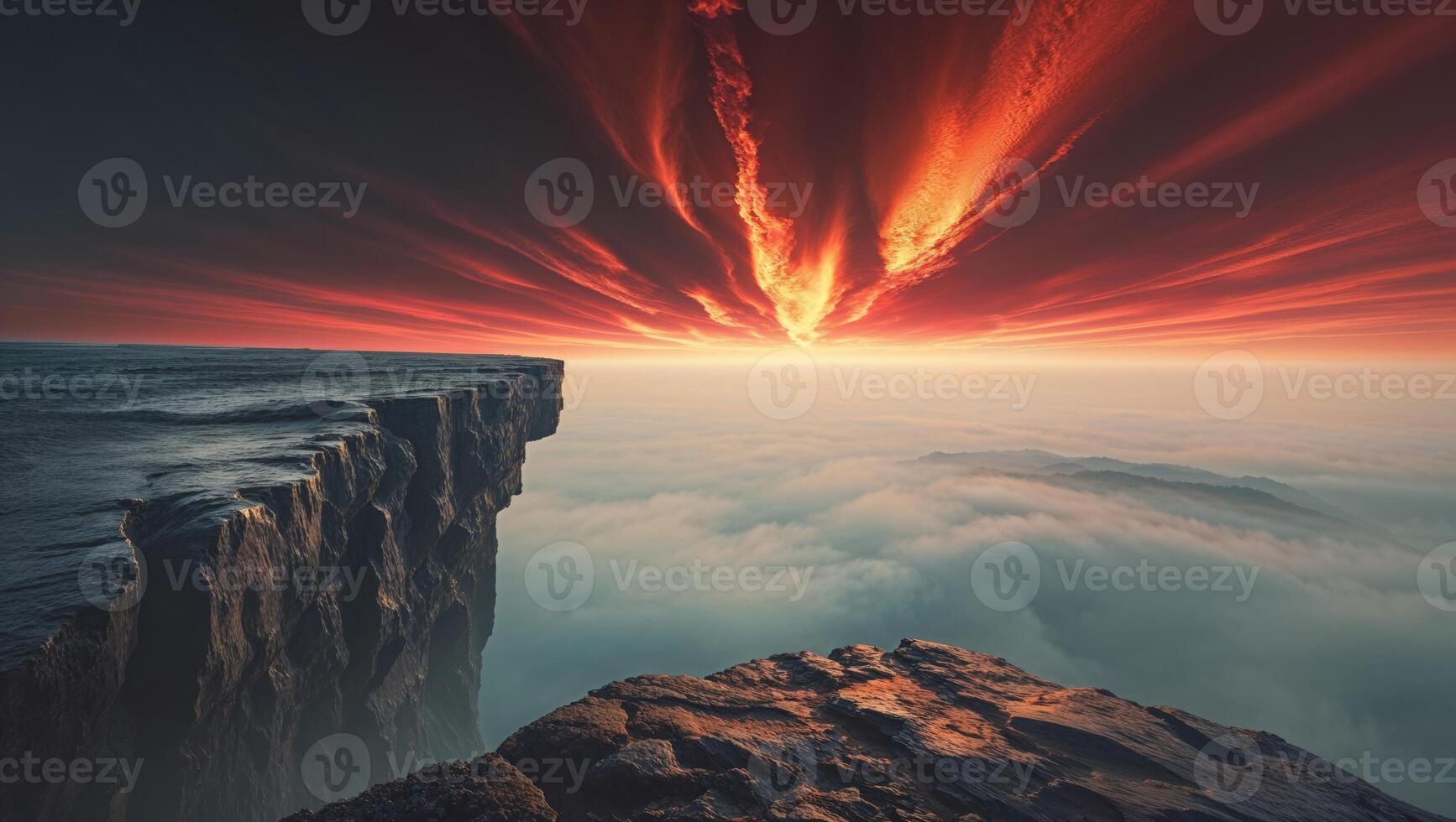 A view of the sunset from a cliff photo