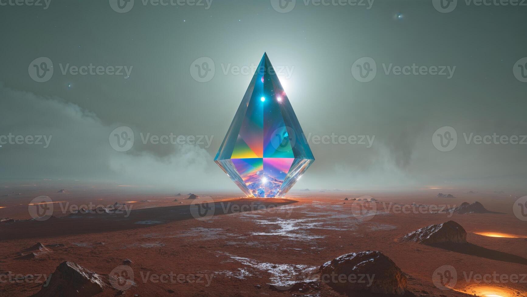 A large triangular shaped object on a desert surface photo