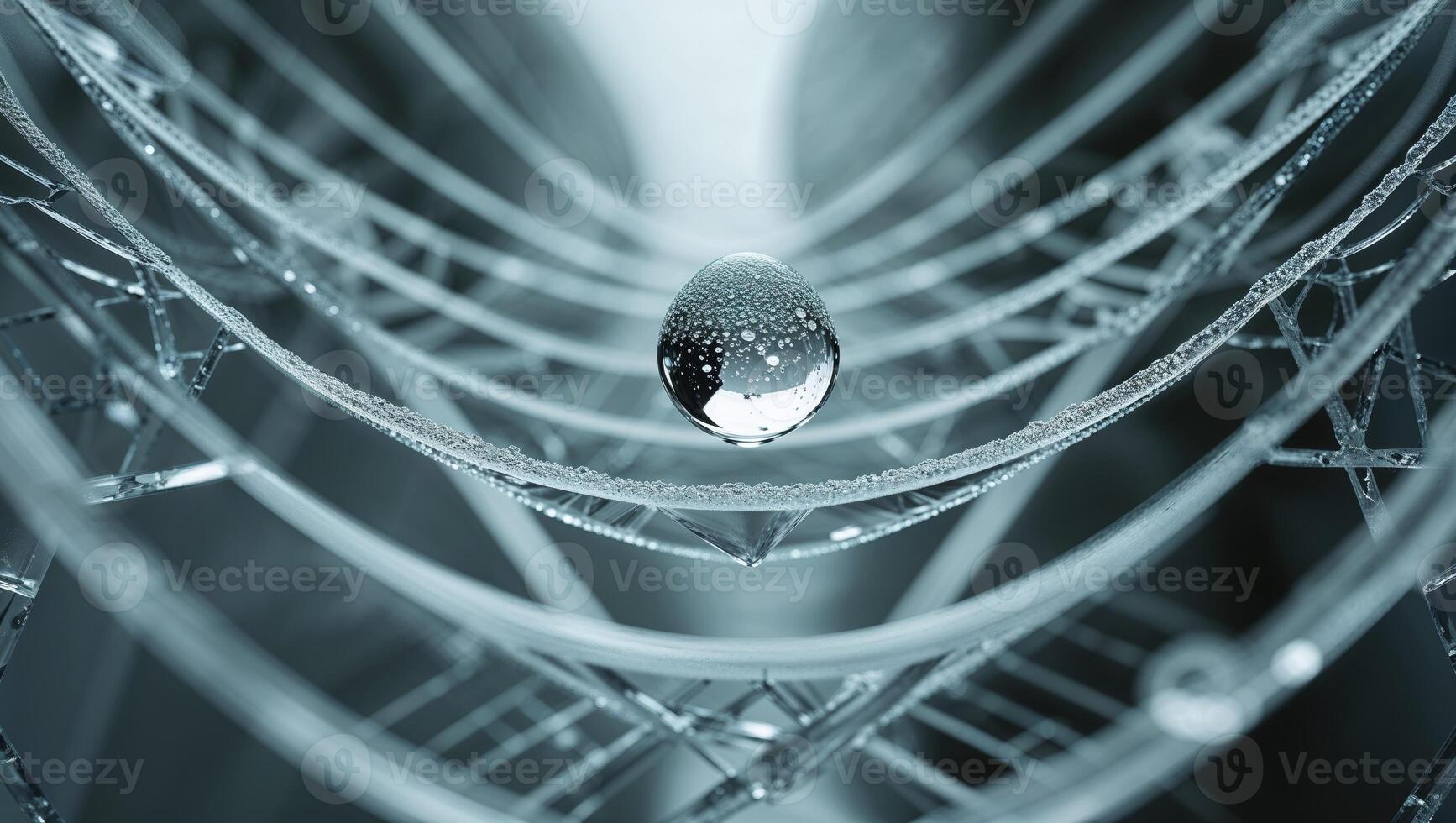 A drop of water on a metal structure photo