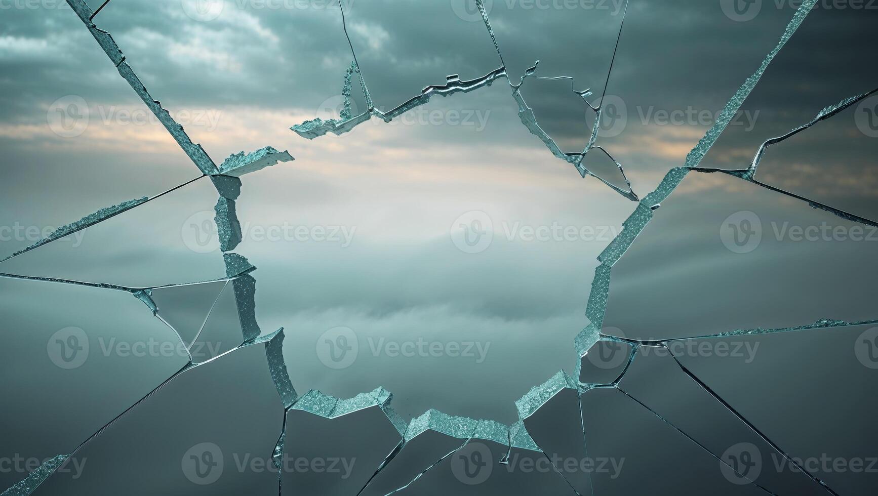 a echoing scene through a shattered glass reflecting infinite dimensions photo