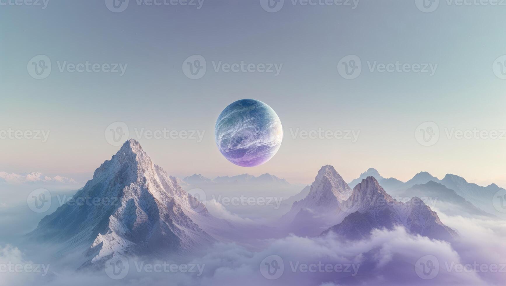 a celestial in the sky of floating mountains photo