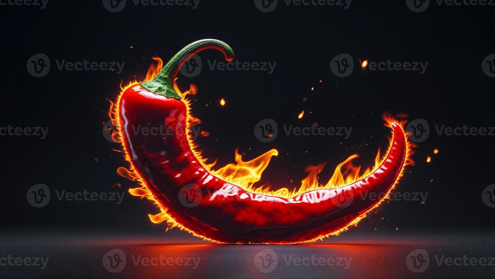 Red Hot Chili Pepper Ablaze A Fiery Spectacle of Flavor and Heat on a Black Background photo
