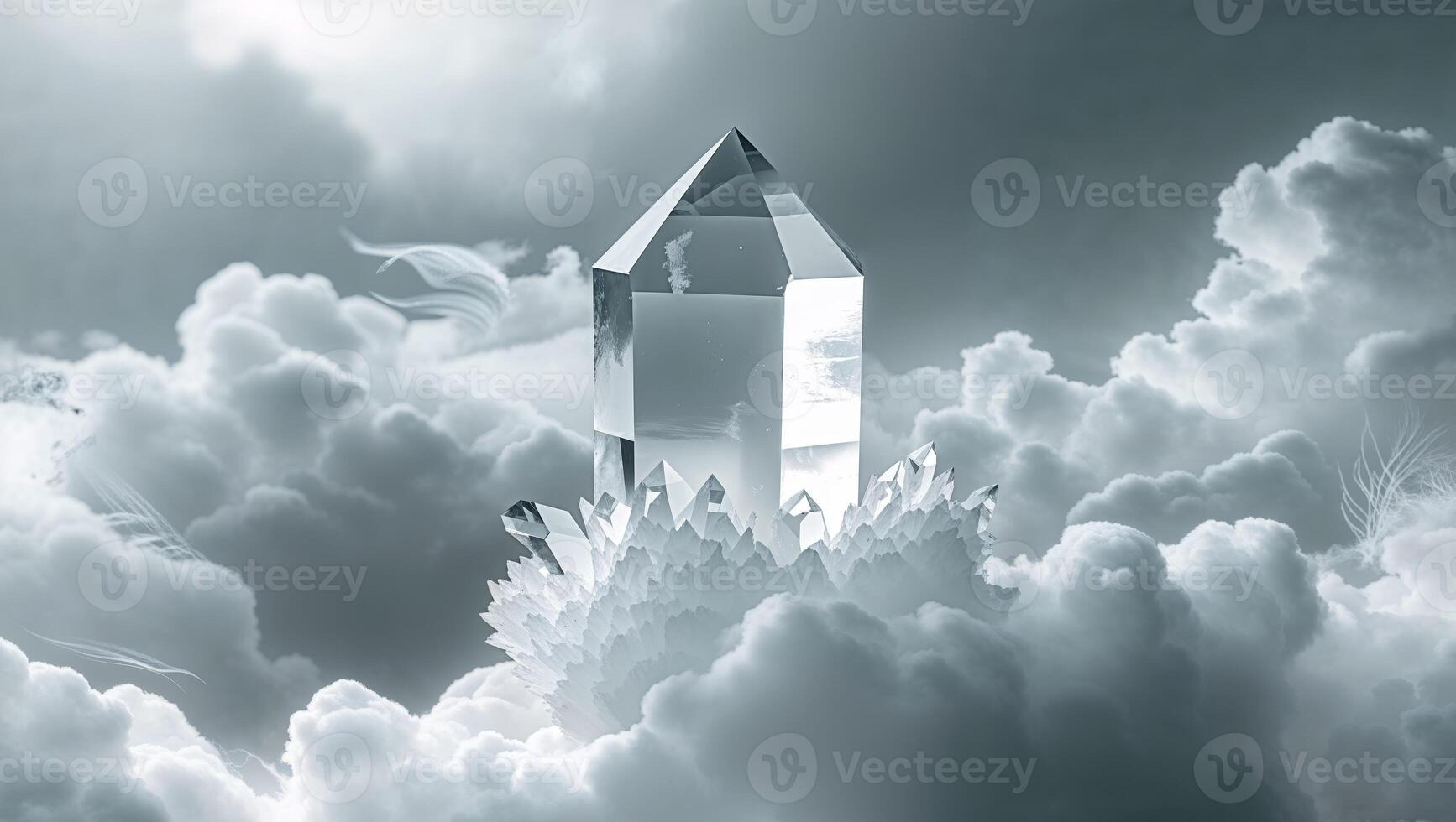 a crystal vision under a amidst clouds photo