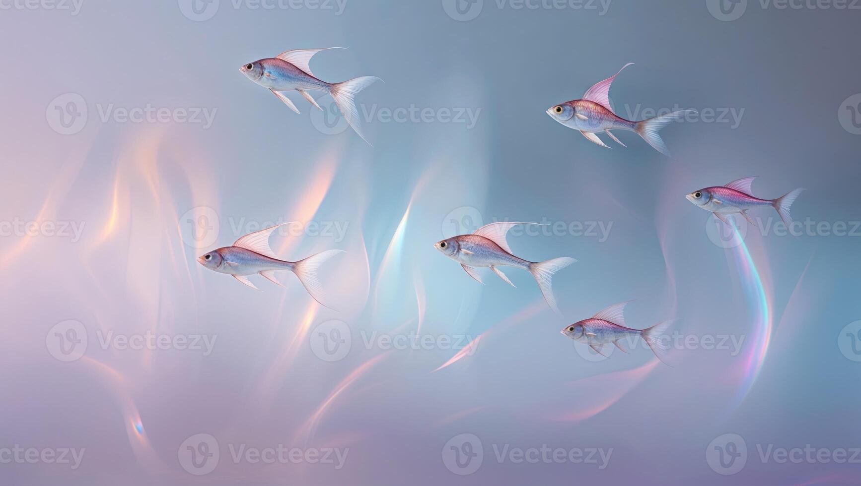 surreal shapes emerging in a ever-changing with flying fish photo
