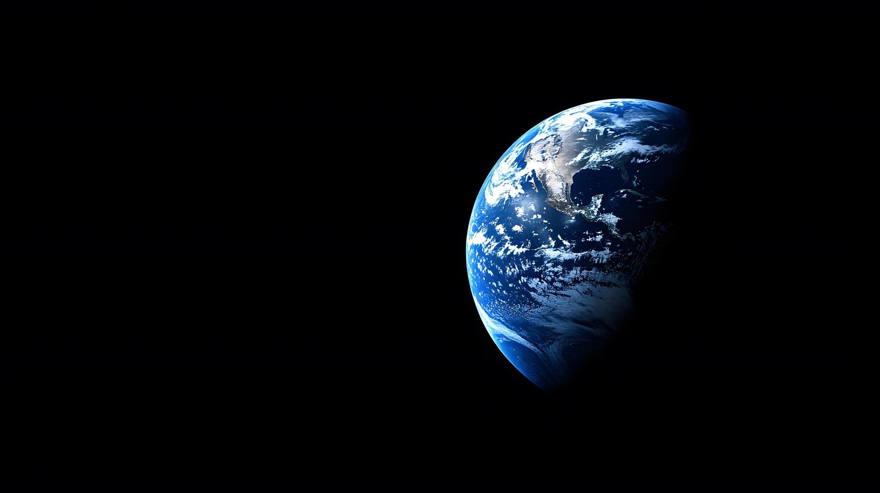 Earth from Space View of Planet with Clouds an Oceans in Dark Background photo