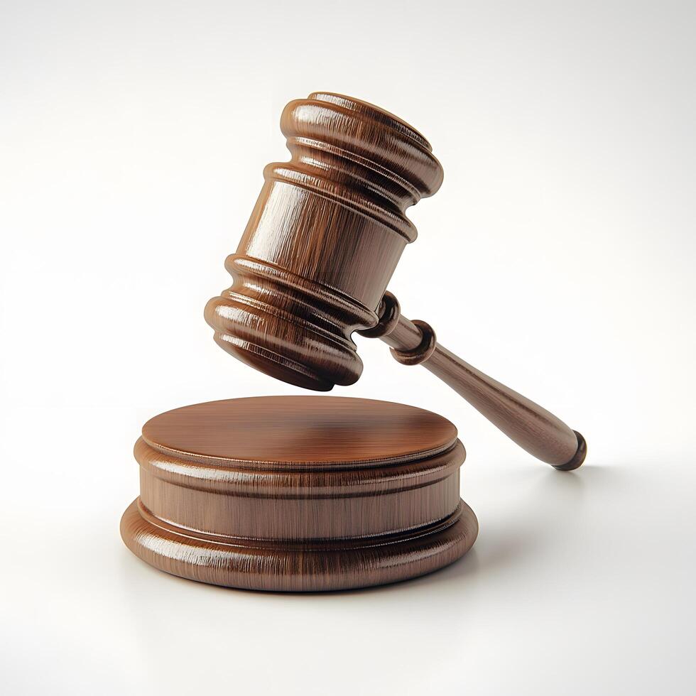 Wooden Gavel and Sound Block Symbol of Justice and Legal Proceedings photo