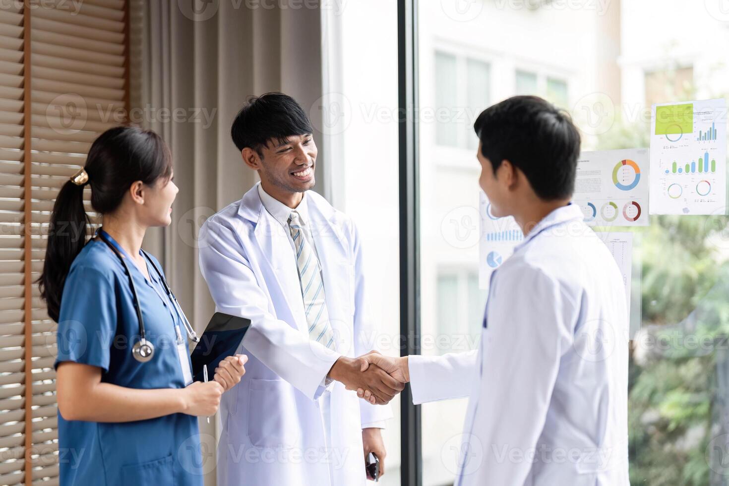 Professional Meeting in Healthcare with Doctors Shaking Hands photo