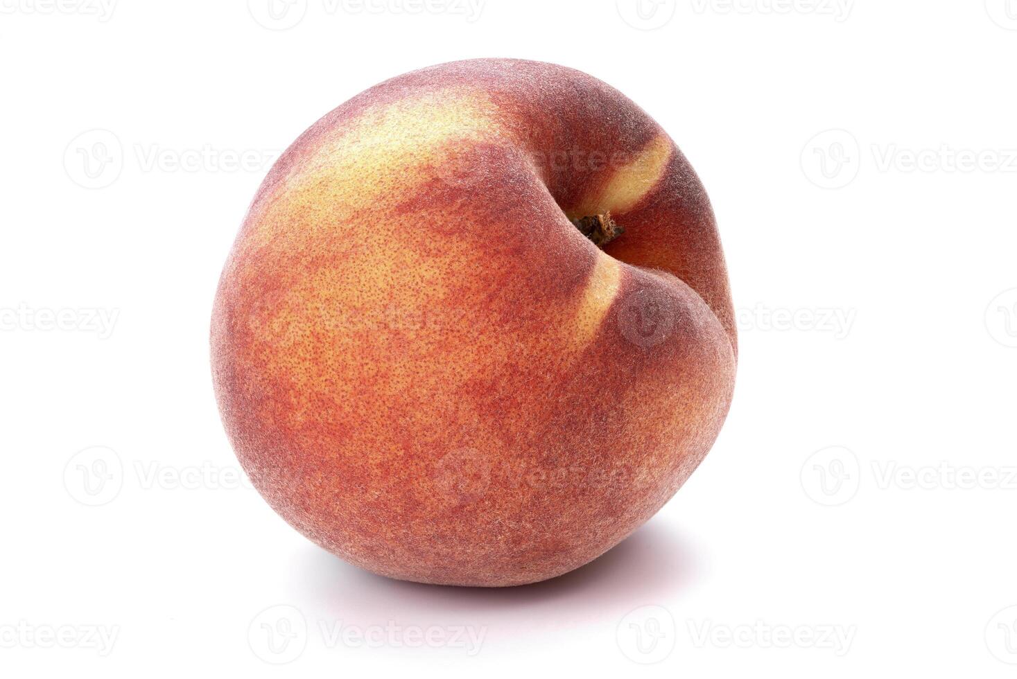 White Peach fruit with leaf isolated on white background, fresh ripe fruit photo