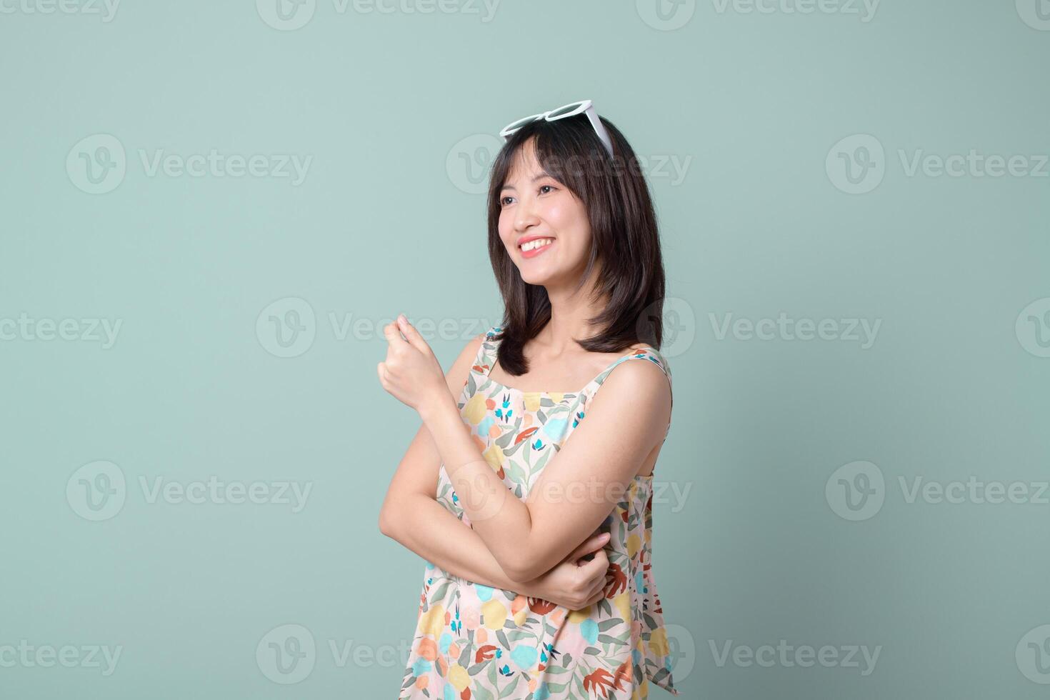 Creative southeast asian woman smiles confidently as small business owner in retail and online store startup industry, embracing new opportunities in shopping and entrepreneurship photo