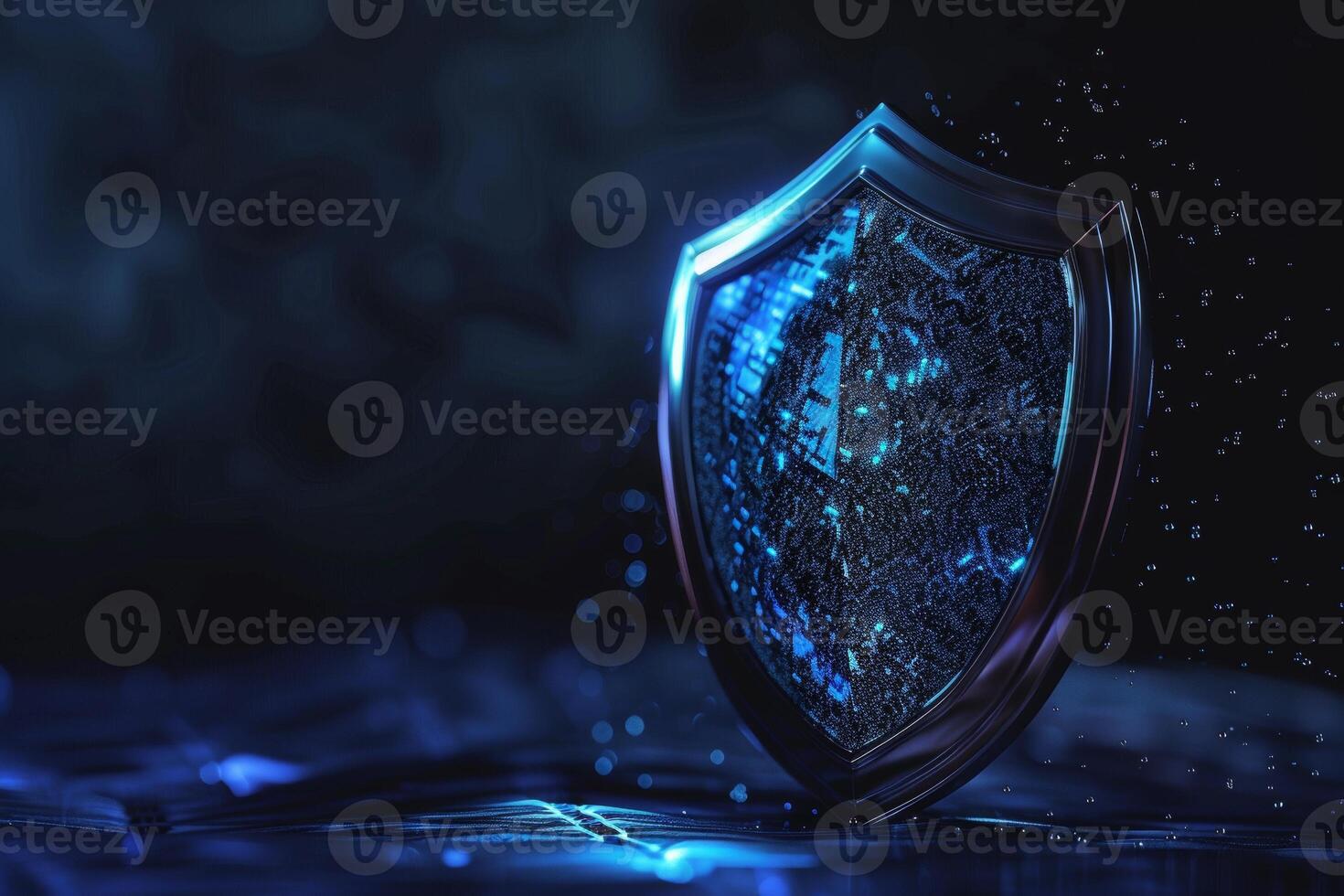 Futuristic Cybersecurity Shield with Digital Protection, A shield representing the security aspect of blockchain technology photo