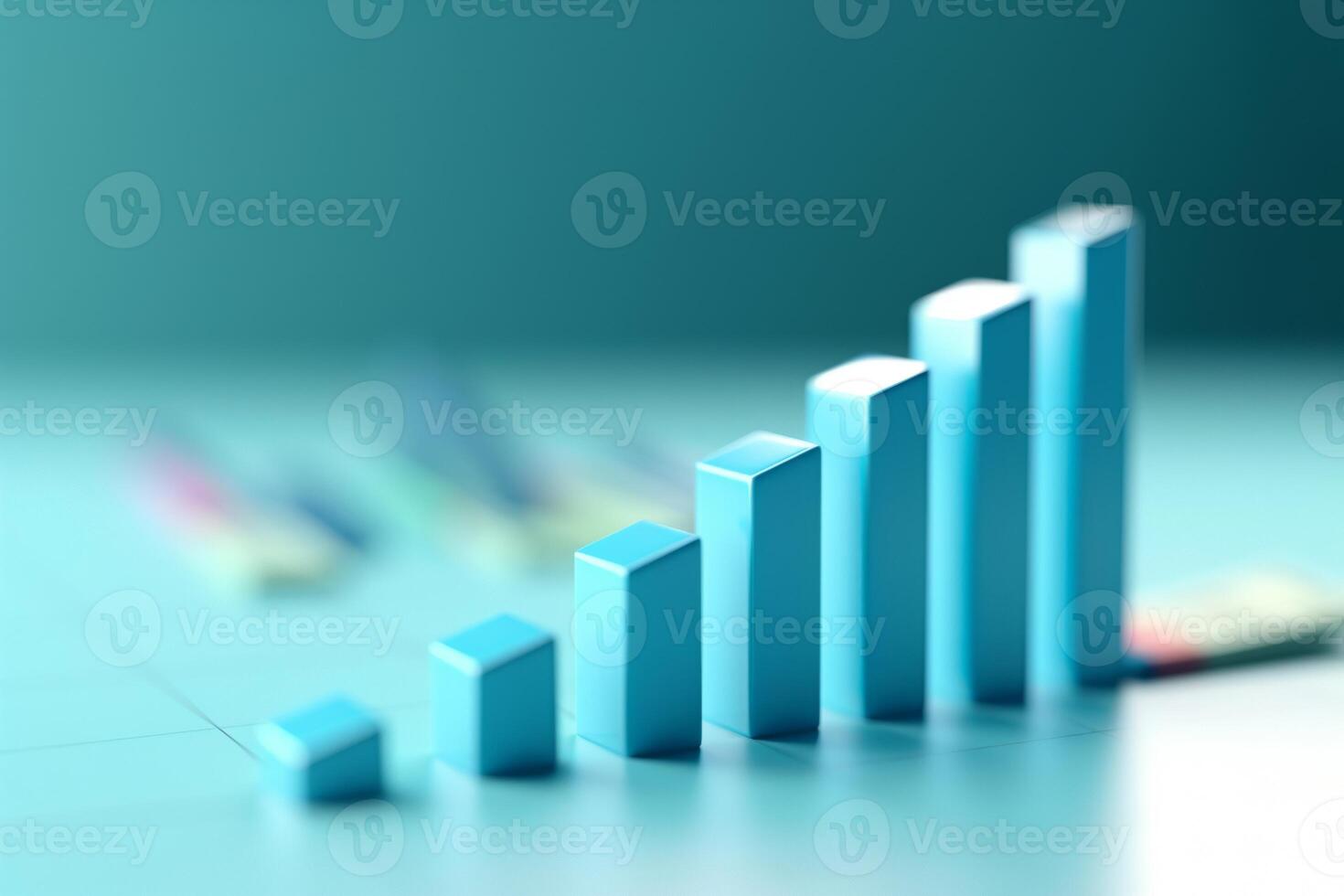 Abstract Representation of Growth With Blue Bar Graph, A 3D bar graph descending to show the decrease in the value of money due to inflation photo