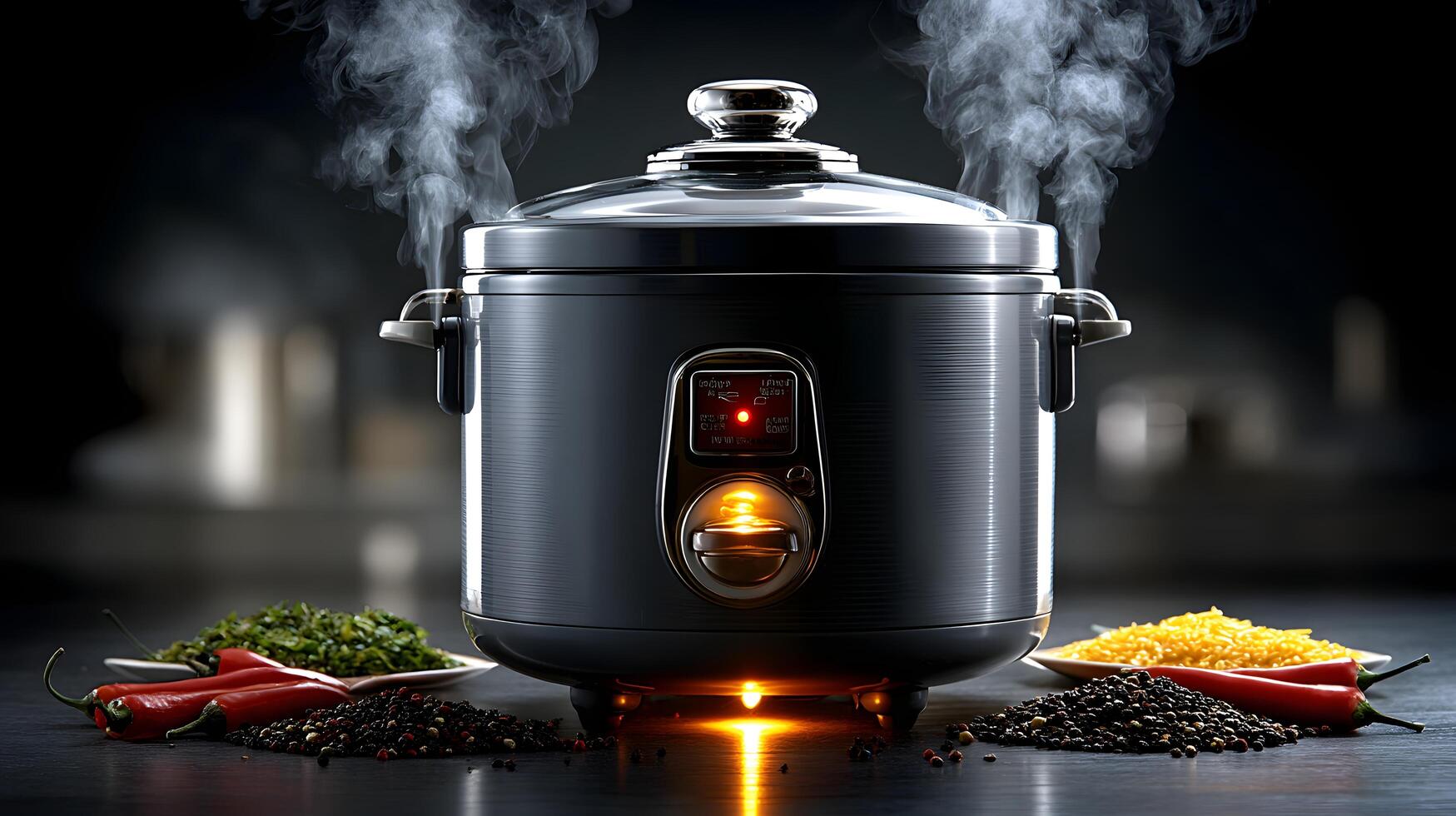 Modern Electric Rice Cooker Steaming Food Kitchen Appliance Cooking photo