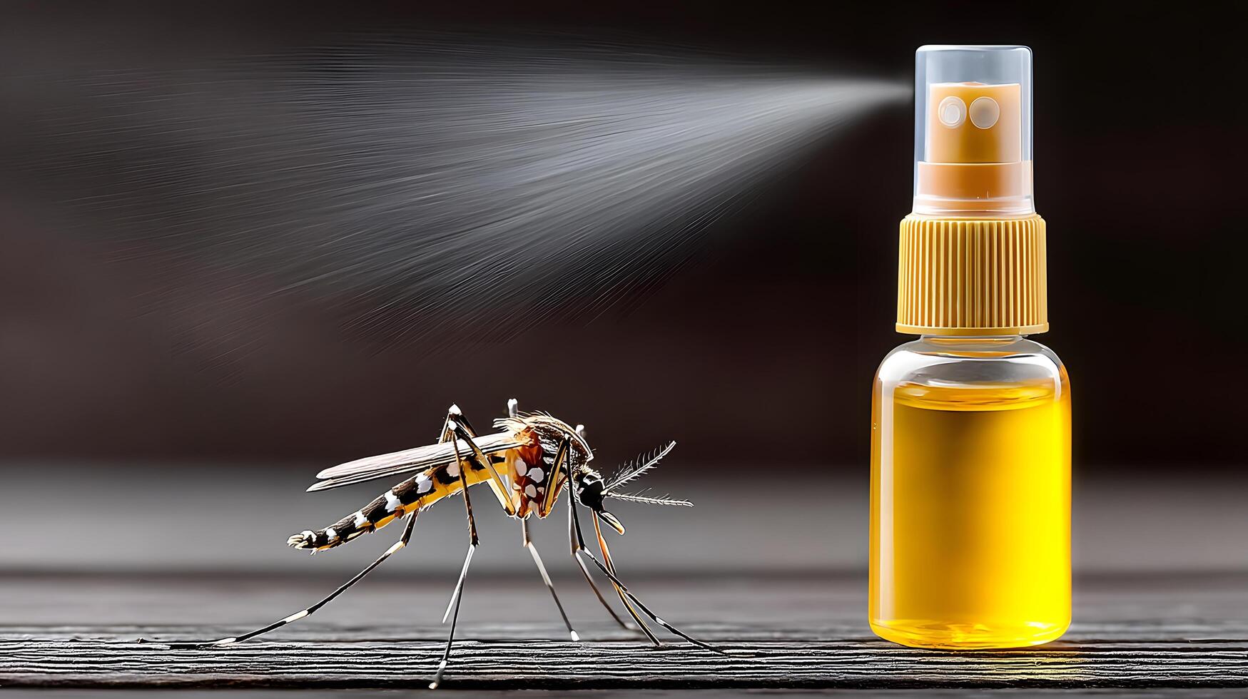 Mosquito Repellent Spray and Insect Close Up Effective Prevention against Bites photo