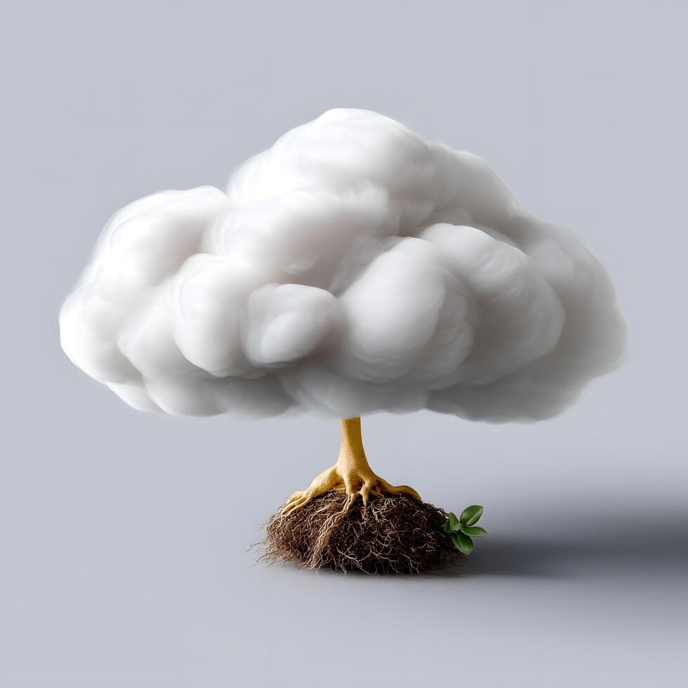 Surreal Cloud Tree Abstract Nature Fantasy Plant Golden Roots Whimsical Cloud Formation photo
