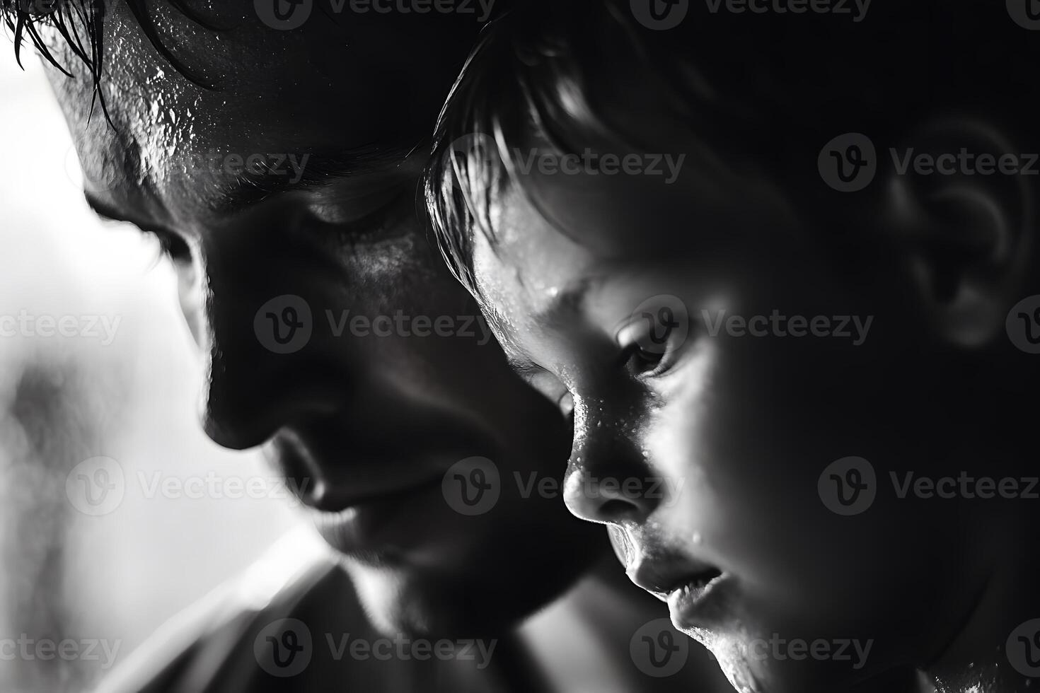 Father and Son A close and emotional portrait of a parent and child sharing a moment together. photo
