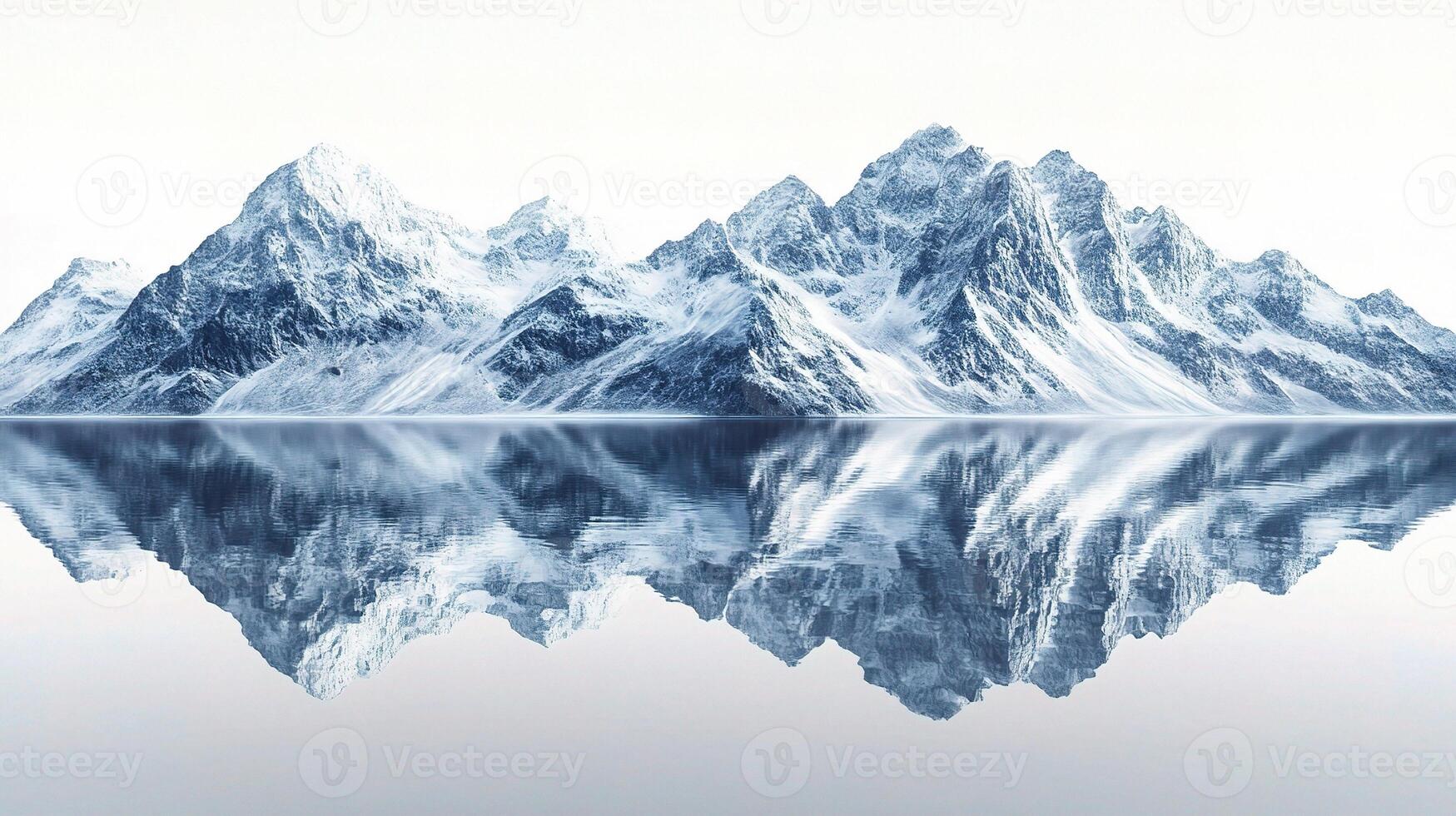 Serene Reflection of Mountain Range in Calm Water Landscape photo