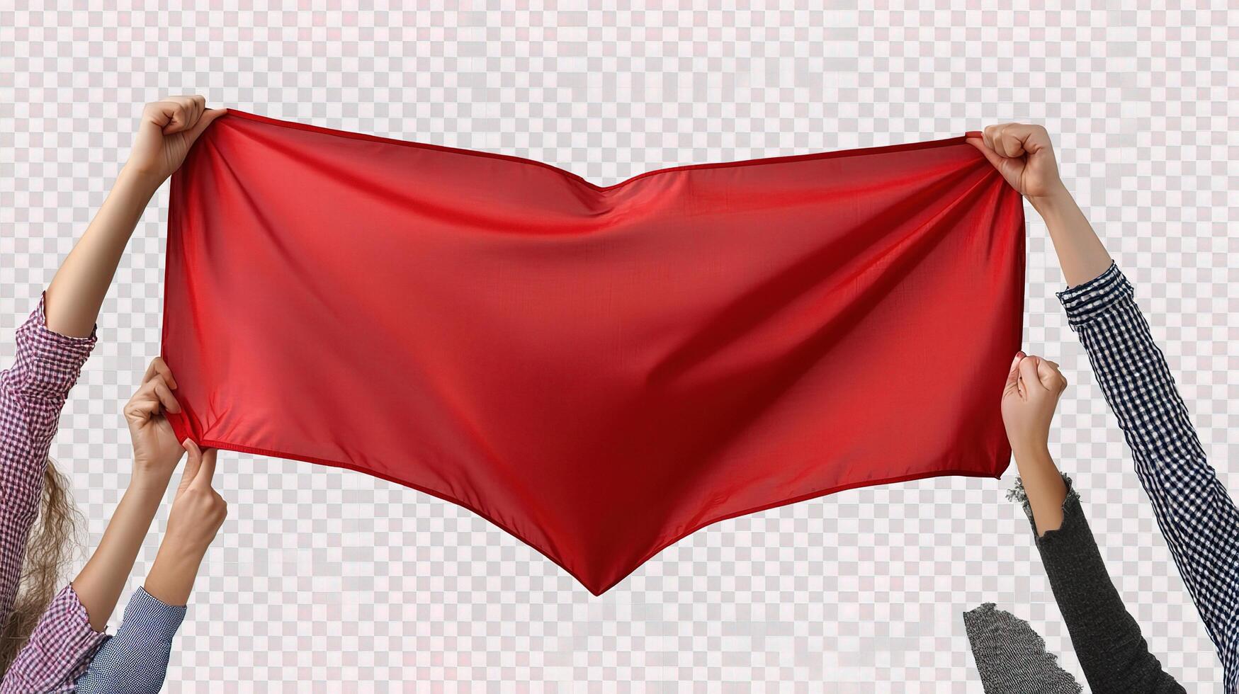 People holding up a red heart shape photo