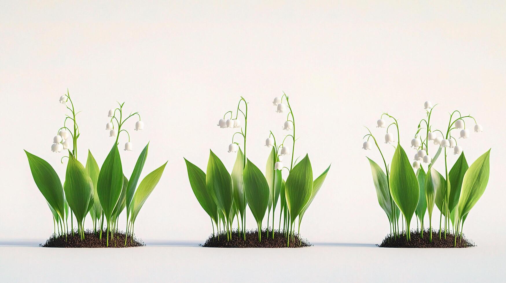 Three different types of lily of the valley plants photo