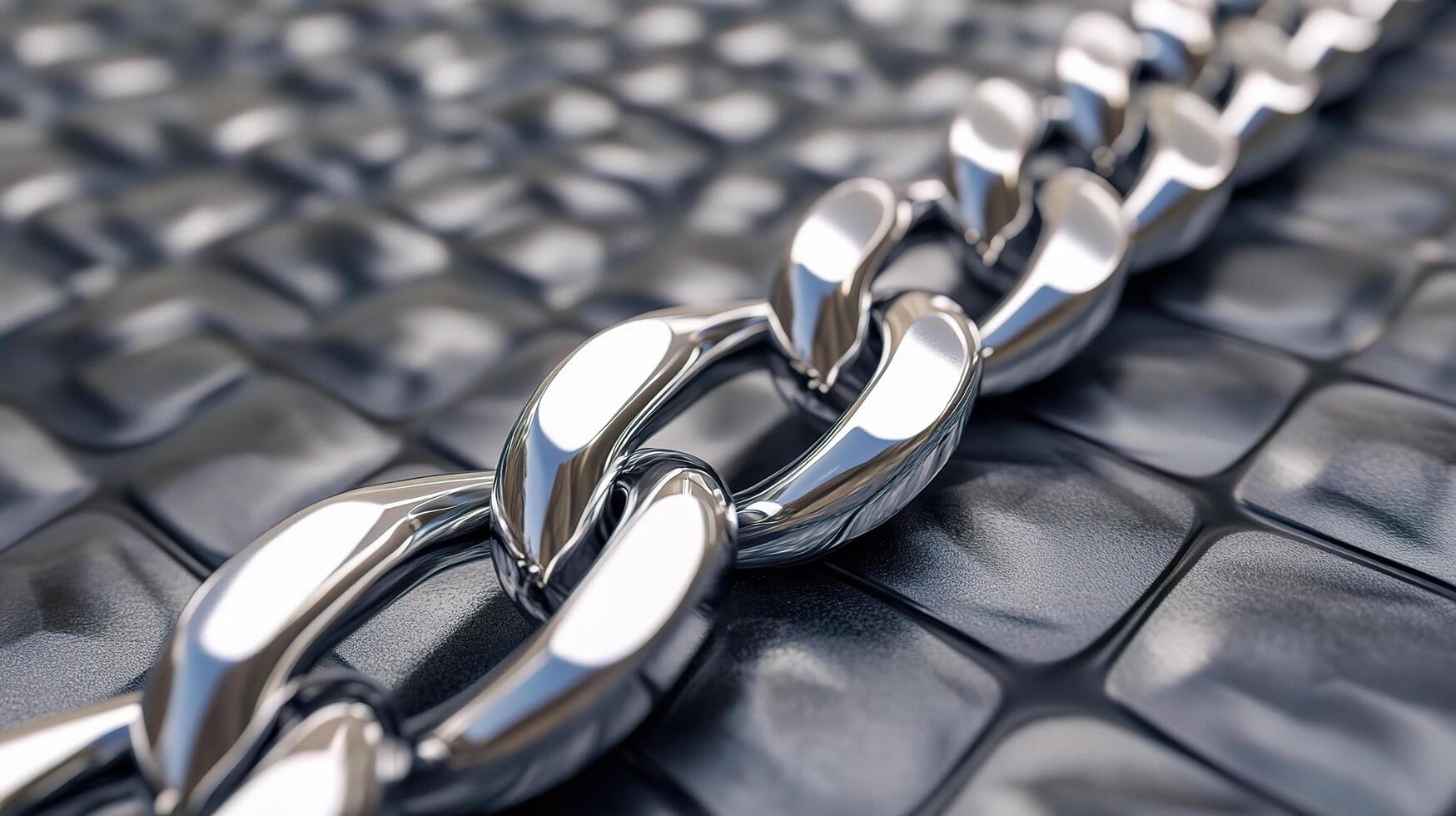 A close up of a chain link on a black background photo