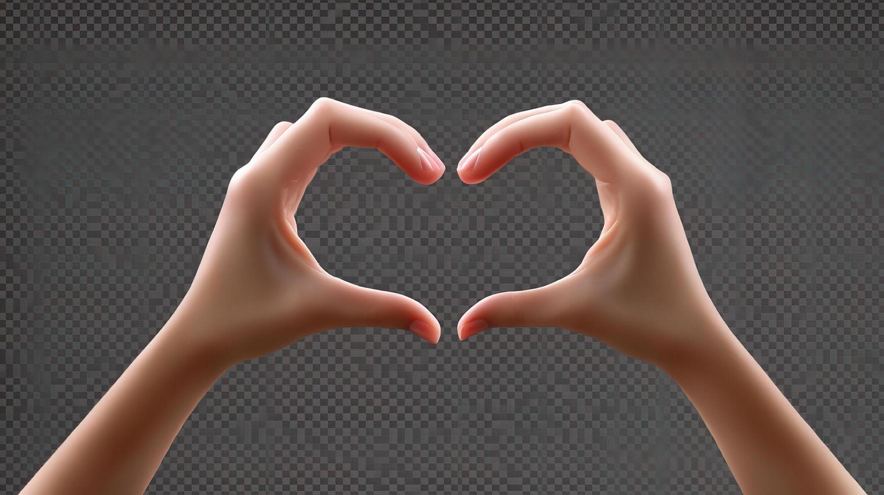 Hands making heart shape on mesh background photo