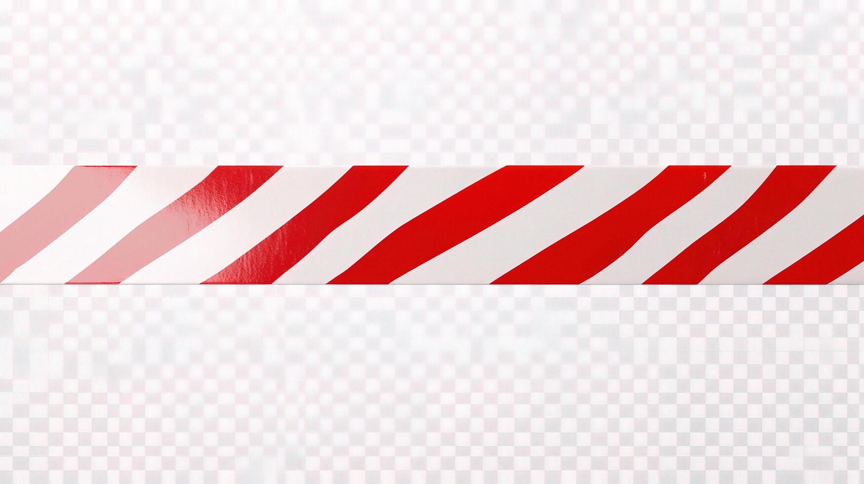 A red and white striped tape on a transparent background photo