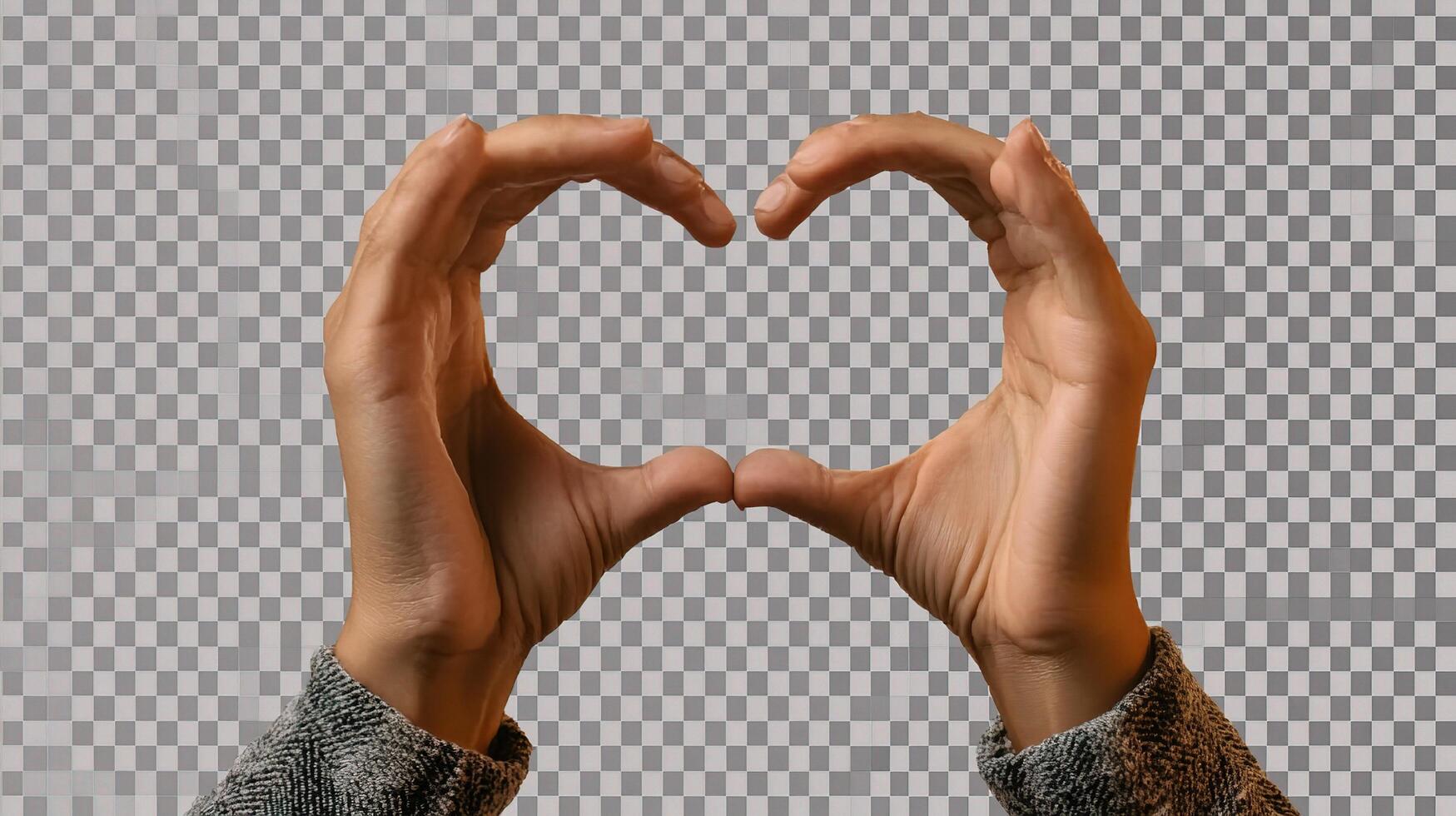 Hands making heart shape with fingers on transparent background photo
