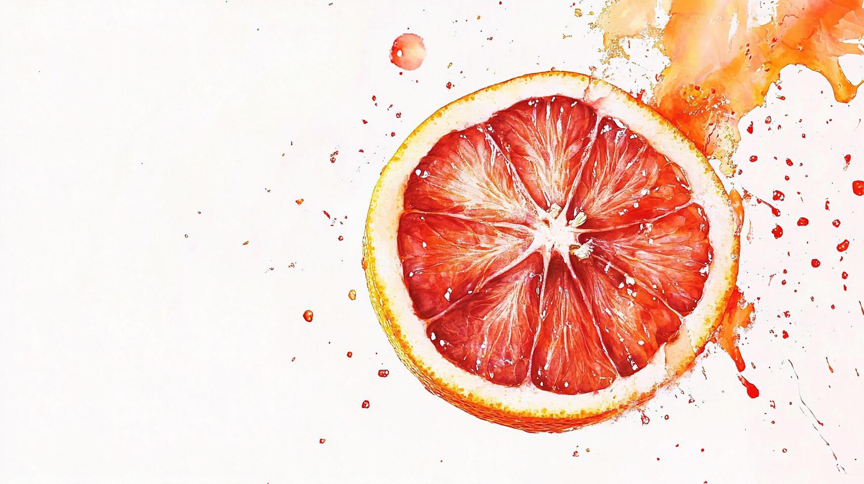 A watercolor painting of a grapefruit with a splash of juice photo