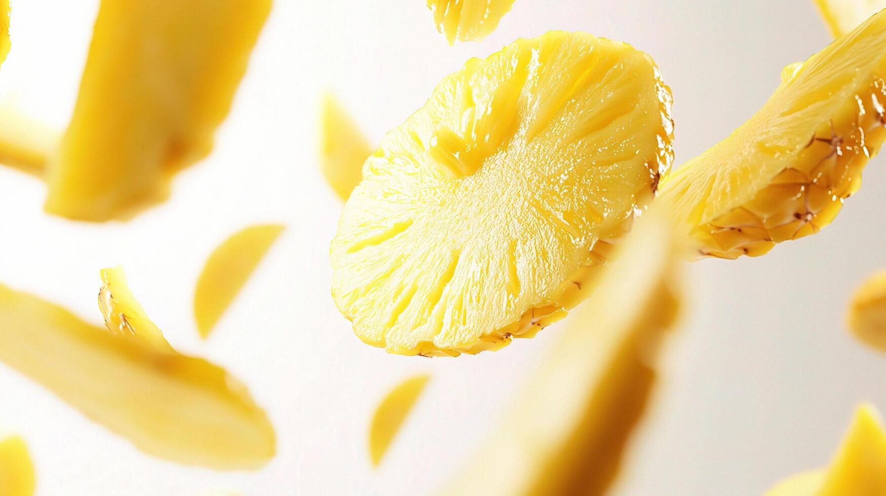 A bunch of pineapples are falling photo