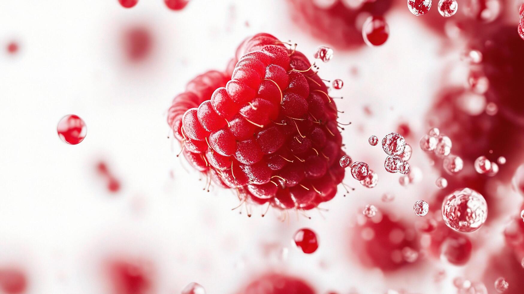 Raspberry, water, bubbles, heart, water, raspberries, water, bubbles, photo