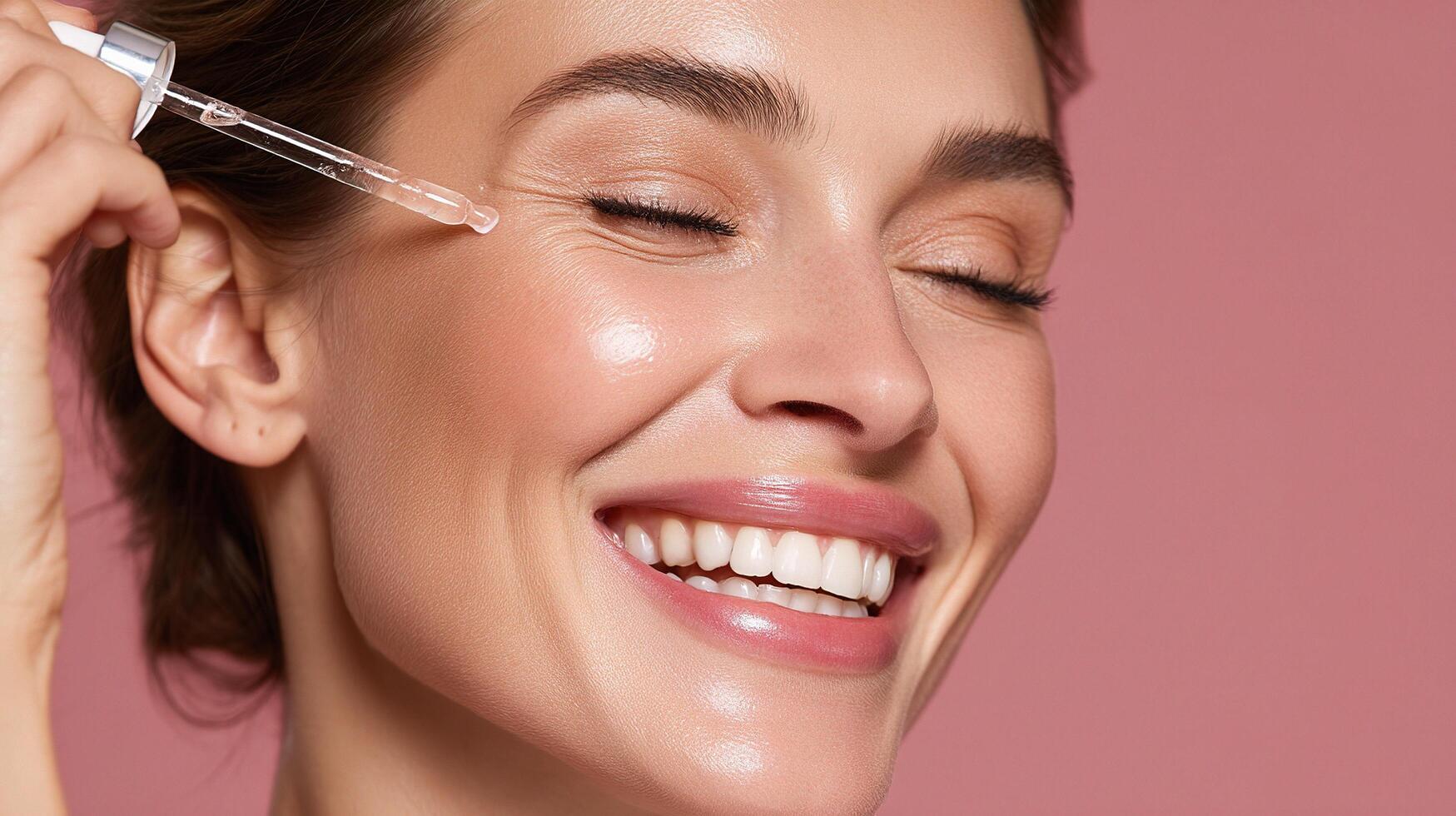 A woman smiling while using an injector photo