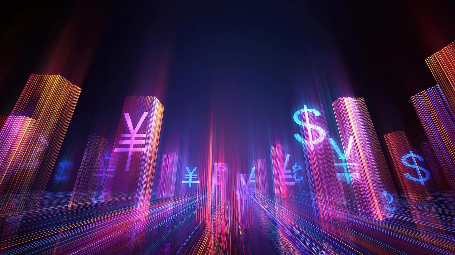 An abstract image of currency symbols and dollar signs photo