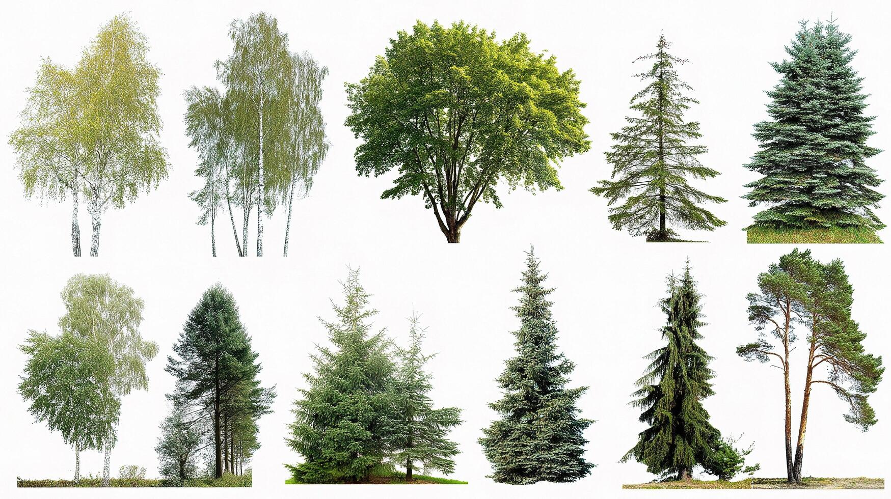 A collection of different types of trees photo