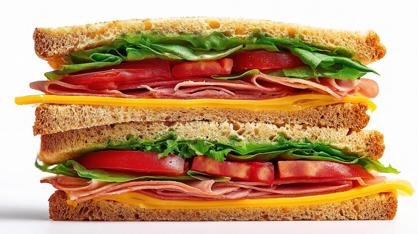 A sandwich with cheese, ham, and tomatoes photo