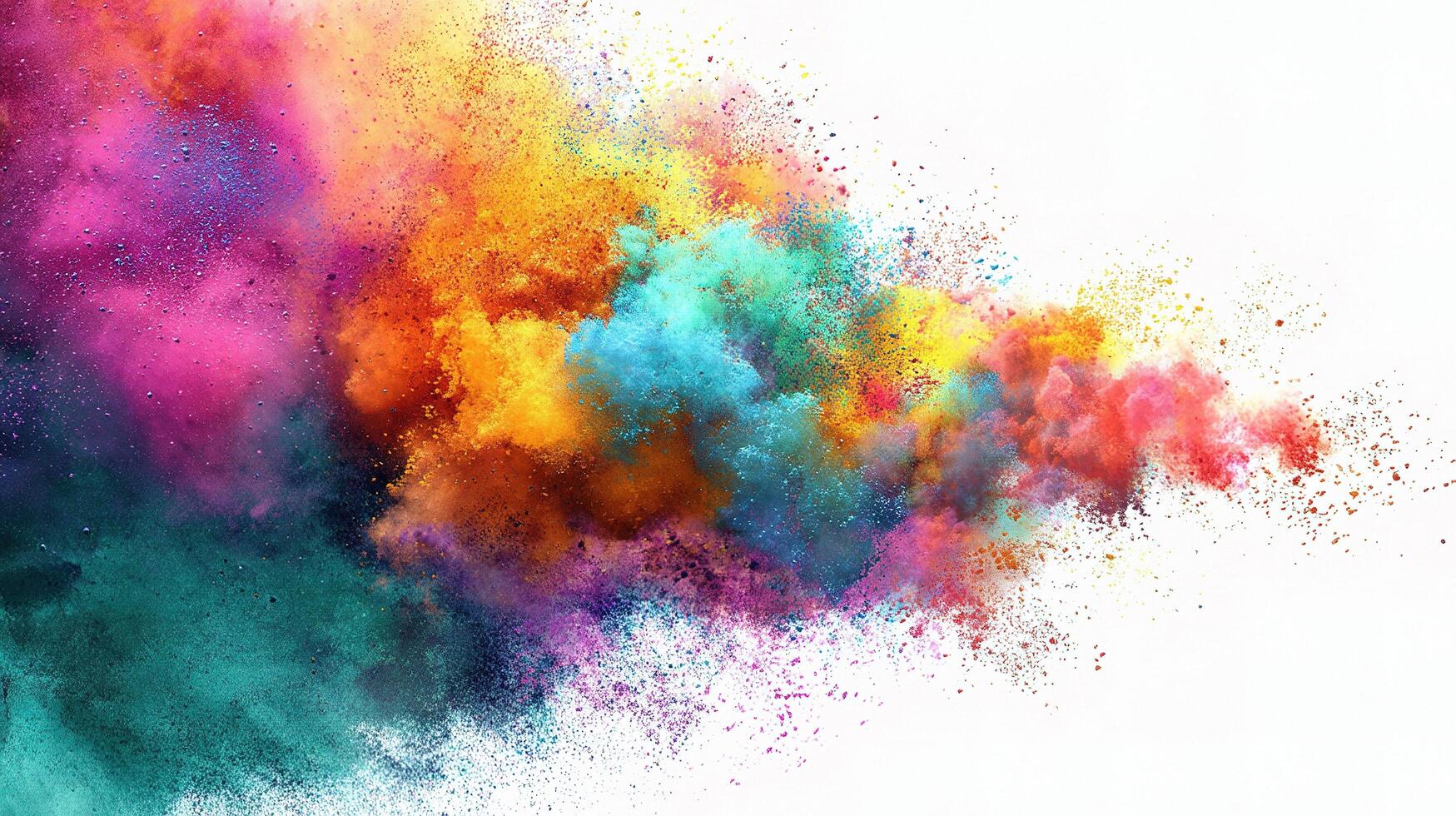 Colorful powder explosion on white background photo