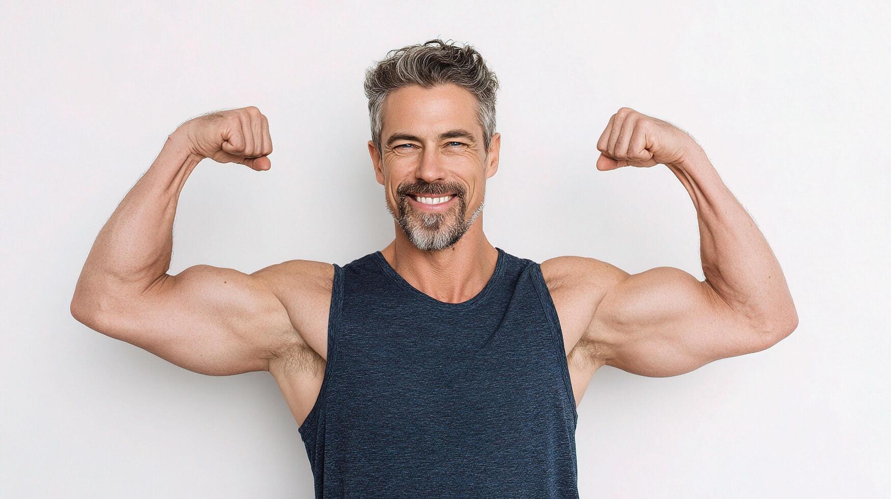 A man flexing his muscles photo