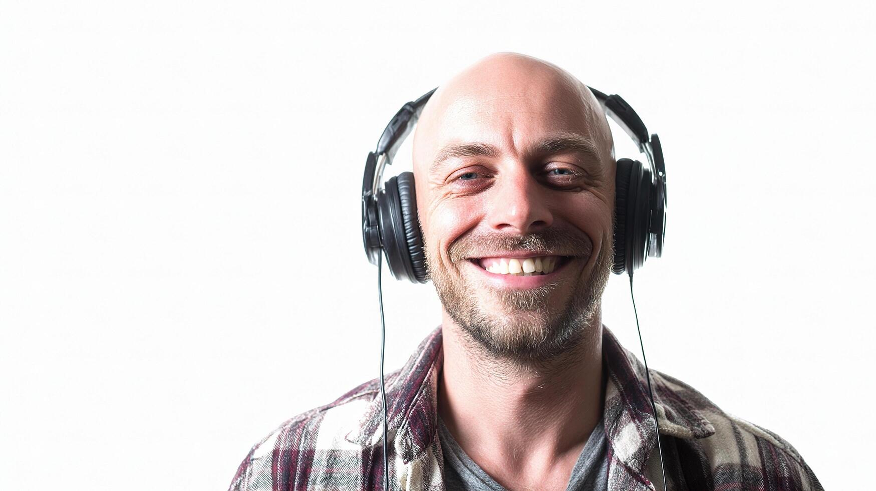 A man with headphones on smiling photo