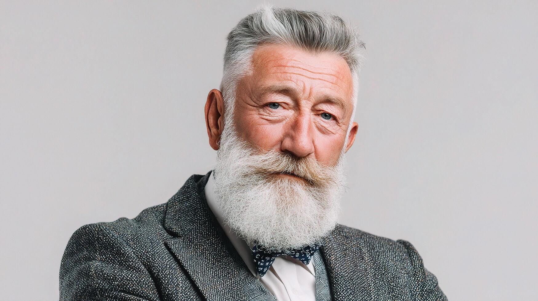 An old man with a white beard and bow tie photo