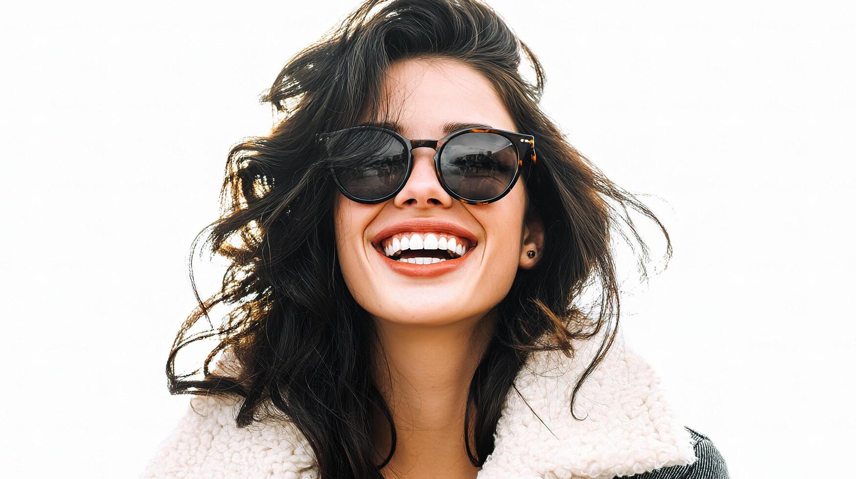 A woman wearing sunglasses and a fur coat photo