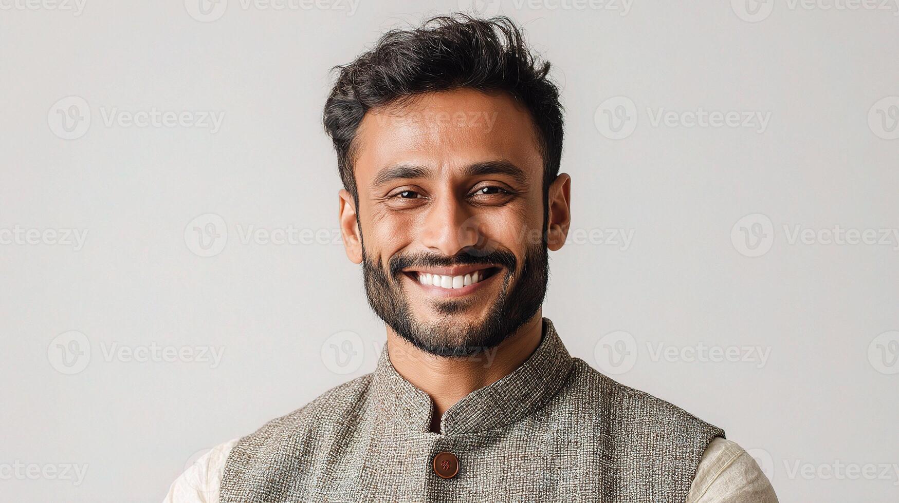 An indian man with a beard and a smile photo