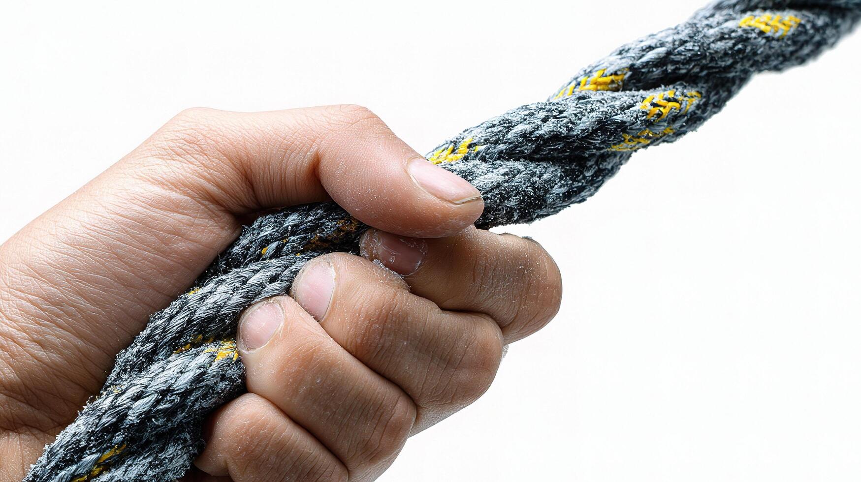A person holding a rope with a knot on it photo