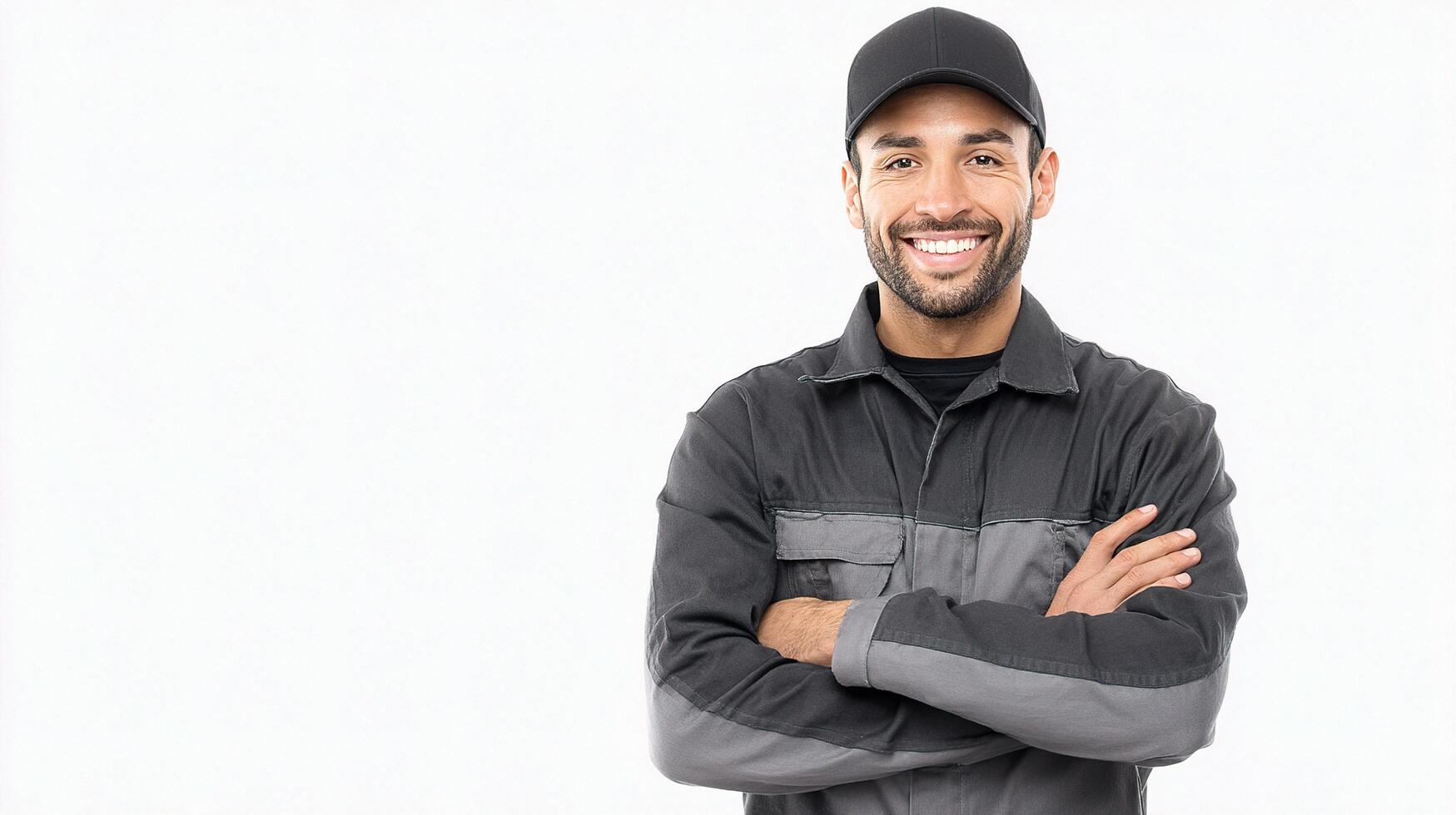 A smiling man in a work uniform photo