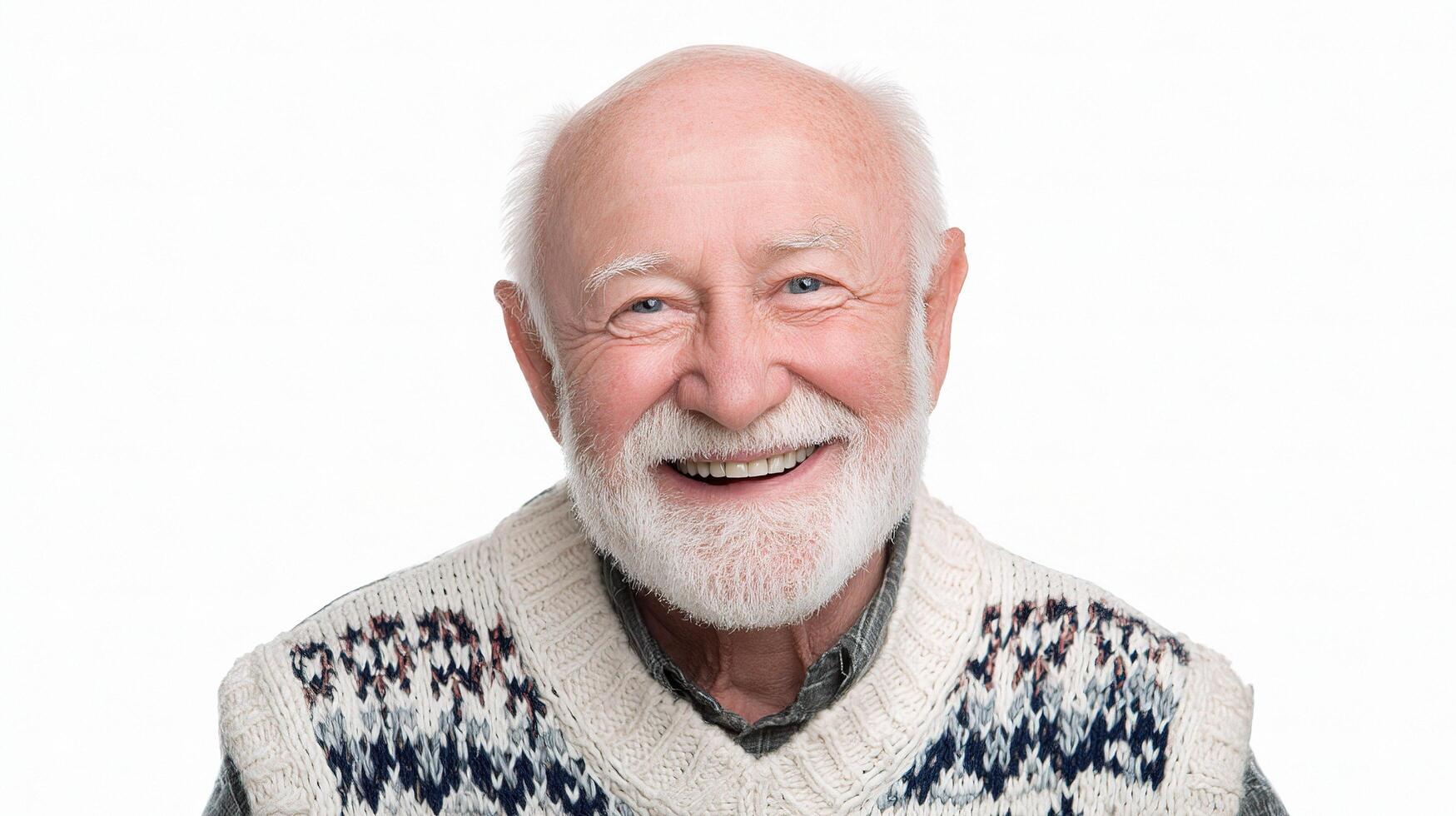 A smiling older man wearing a sweater photo