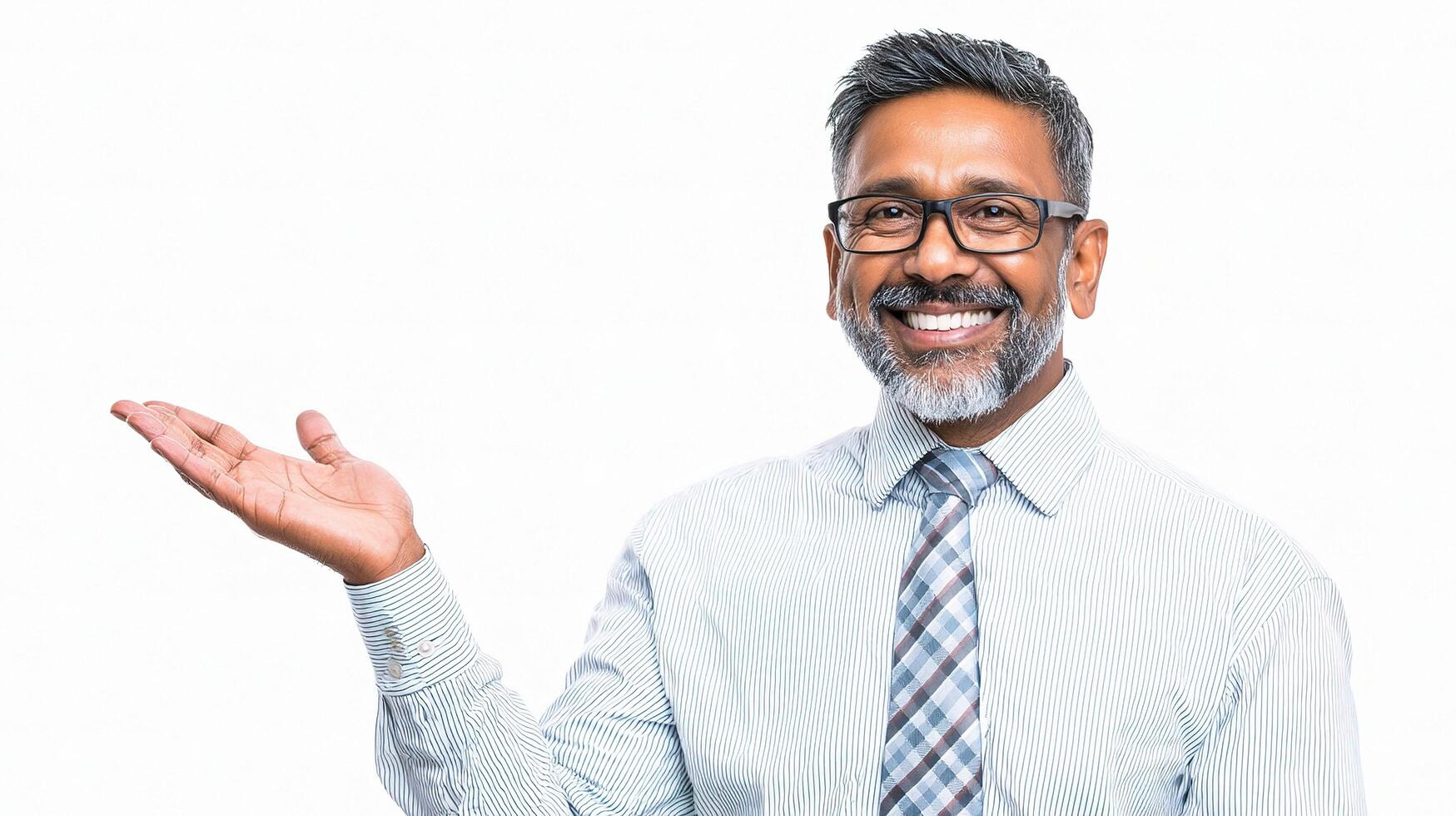 A man with glasses and a beard is holding something photo