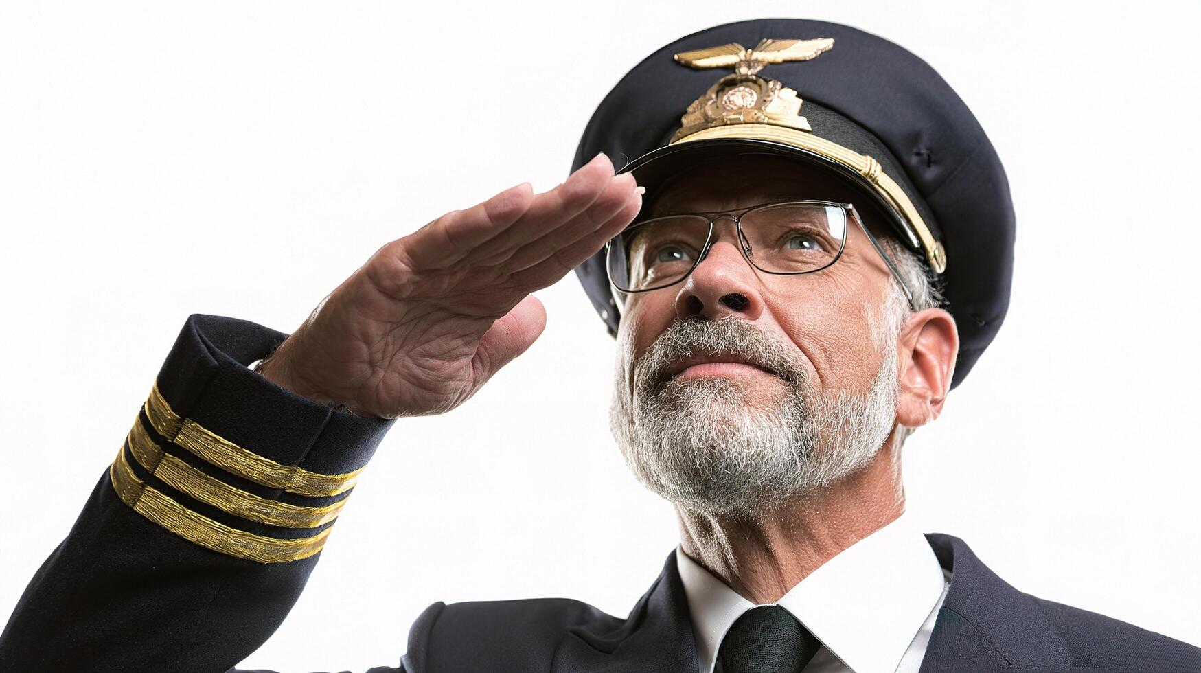 A man in a pilot's uniform saluting photo